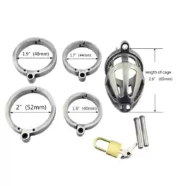 BON4M Stainless Steel Locking Cock Cage Chastity