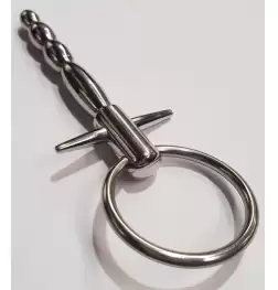 Behind Kink Waving Penis Plug with T Bar and Ring