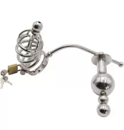 Chastity Cage Urethral Tube With Anal Plug