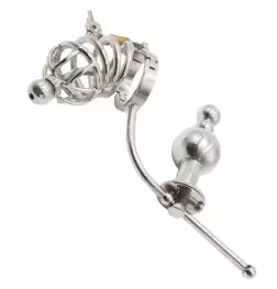 Chastity Cage Urethral Tube With Anal Plug