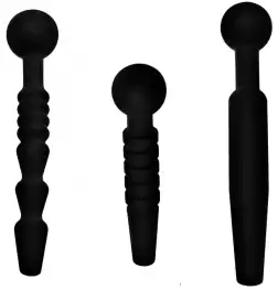 XR Brands Dark Rods 3 Piece Silicone Penis Plug Set