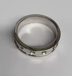 Deep Shallow Steel Cock Ring with Diamond Gem