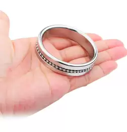 Golden Metal Cock Ring with Grooves