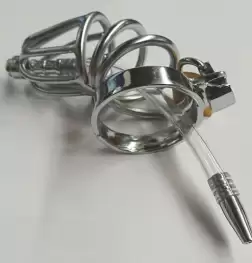 Hoop Male Chastity Cage with Urethral Tube
