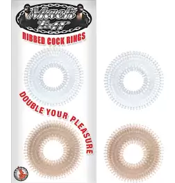 Mack Tuff Ribbed Cock Rings Clear and Smoke