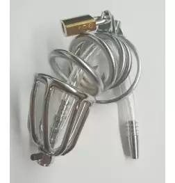 Chastity Device with Cock Ring and Catheter Tube