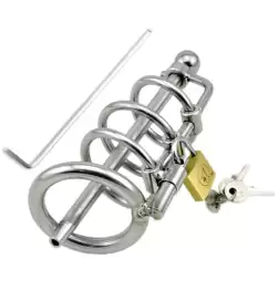 Locking Steel Chastity Device with Penis Plug