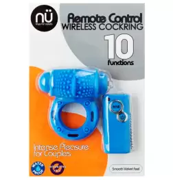 Nu Sensuelle 10 Function Remote Control Wireless Cockring Blue