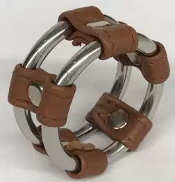 Plain Tube Steel Double Cock Ring Brown