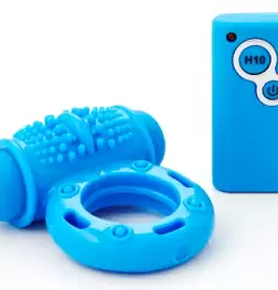 Nu Sensuelle 10 Function Remote Control Wireless Cockring Blue