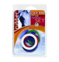 Rainbow Rubber Stretchy Cock Ring 5 Pack