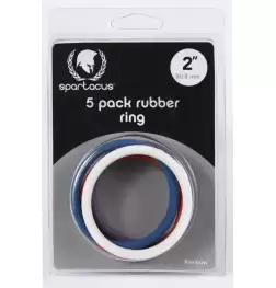 Rainbow Rubber Stretchy Cock Ring 5 Pack