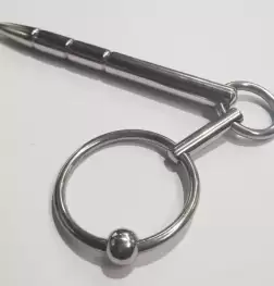 Xtube Steel Ribbed Penis Plug Wand with Glans Ring