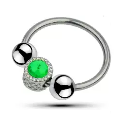 Harry Guy Glans Ring With Green Gem