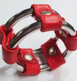 Plain Tube Steel Double Cock Ring Red