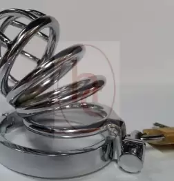 Prison Lock Chastity Cage 4 Rings